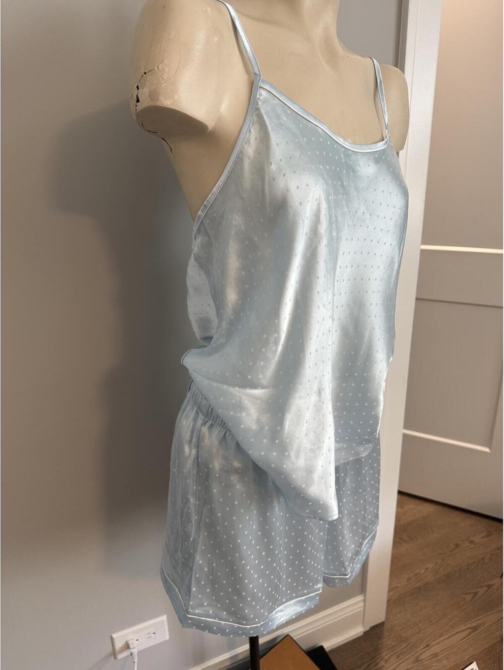 Flora Nikrooz Blue Polka Dot Satin Cami Sleep Set - Picture 6 of 6